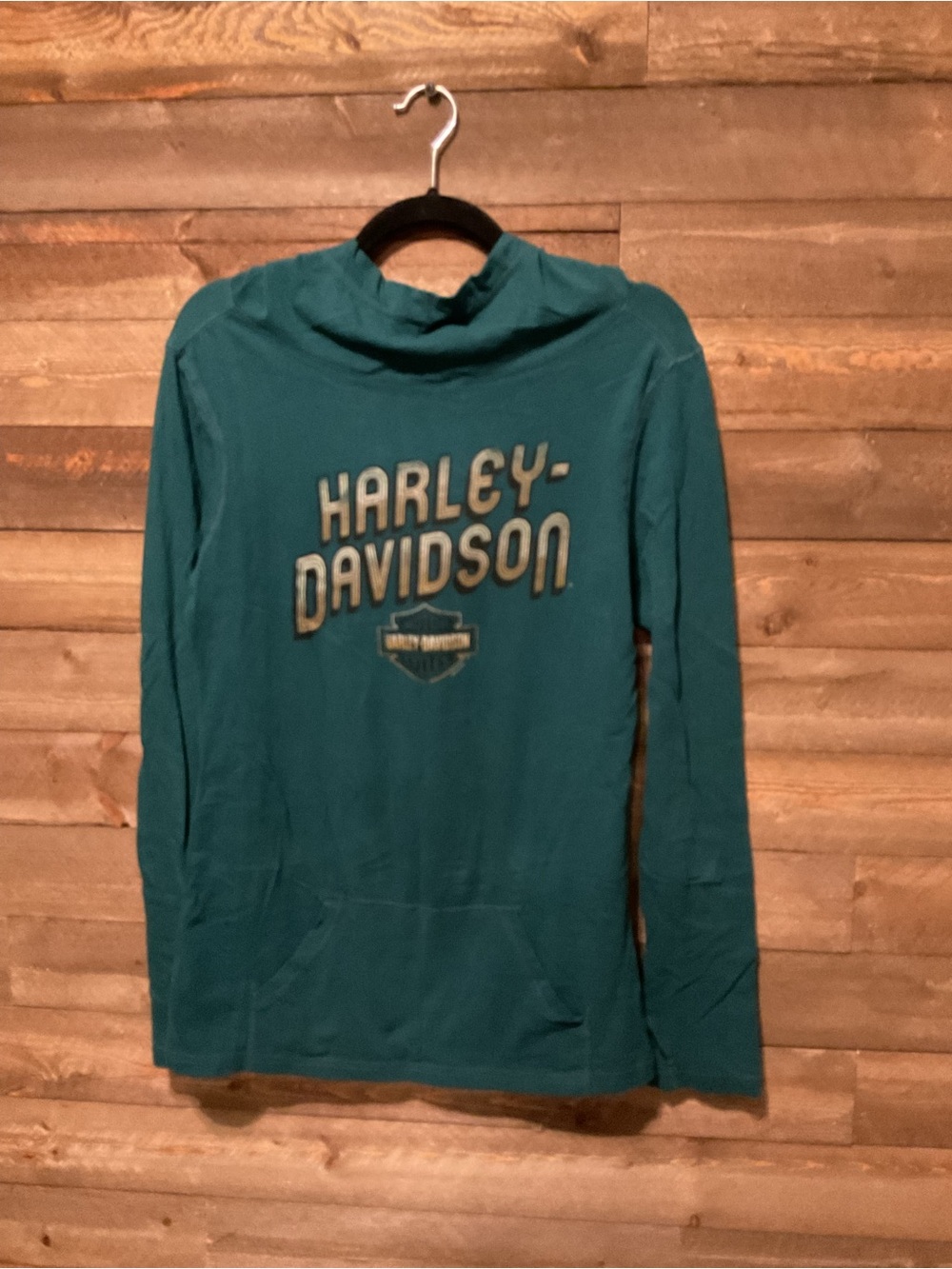 Harley Davidson Dark Teal Hoodie Cherokee, NC Native American Size Medium